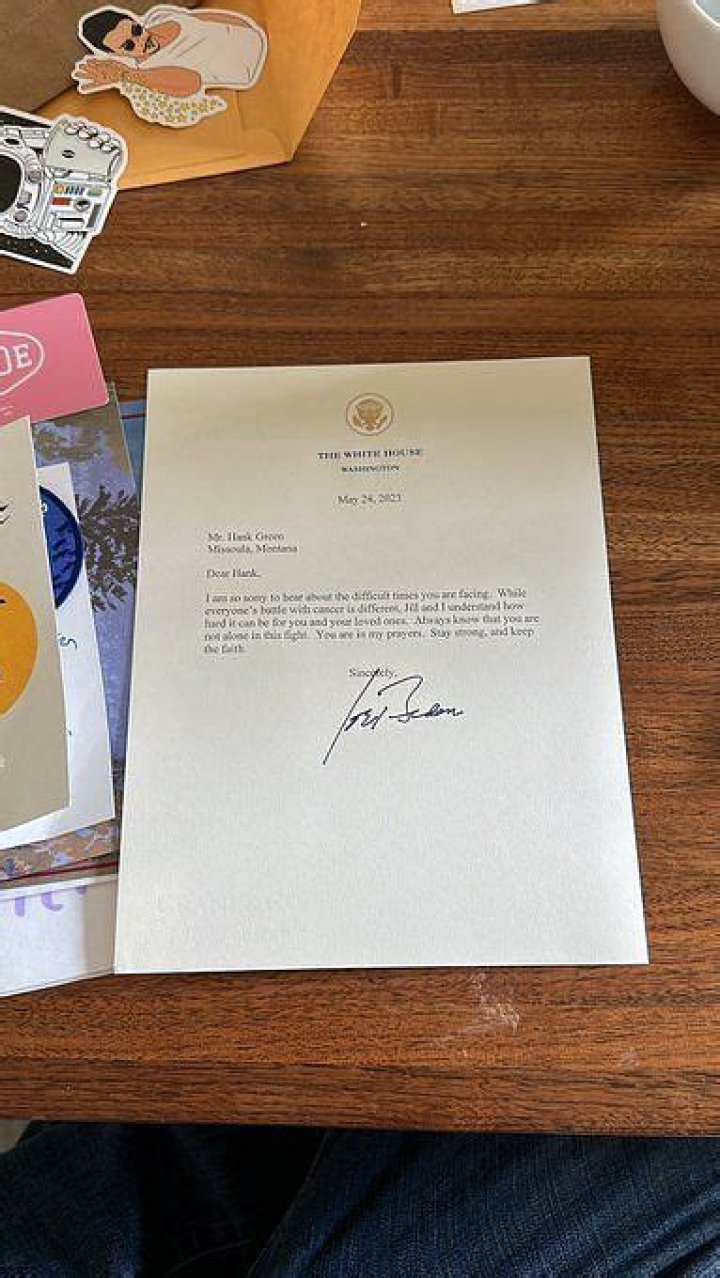 
What type of cancer does Hank Green have? Vlogger receives message of support from Joe Biden amid health battle 